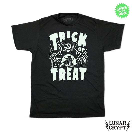 Glowing Trick Or Treat  Reaper - Black Shirt